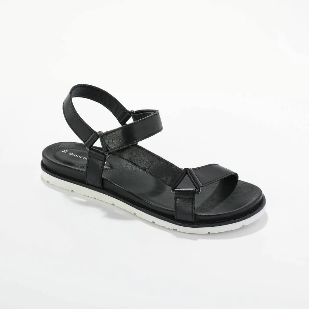 Sandales scratchées largeur confort en cuir style rando certifié LWG