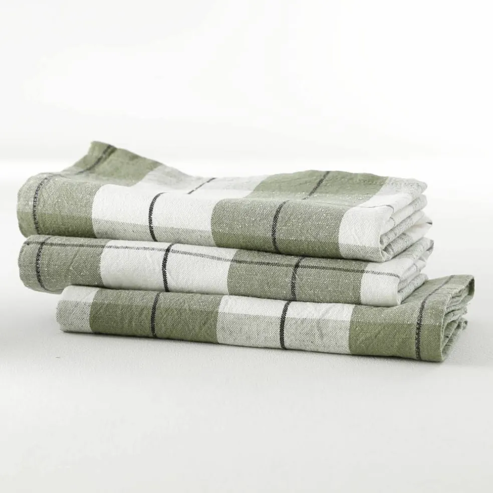 Serviette de table carreaux tissé teint - lot de 3
