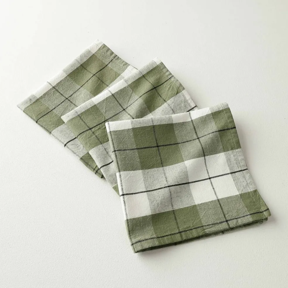 Serviette de table carreaux tissé teint - lot de 3