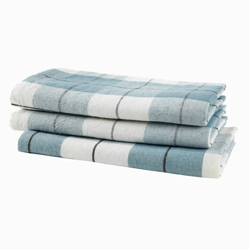 Serviette de table carreaux tissé teint - lot de 3