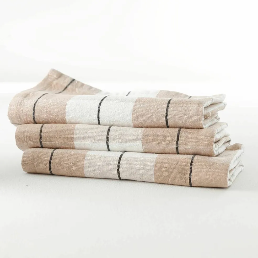 Serviette de table carreaux tissé teint - lot de 3