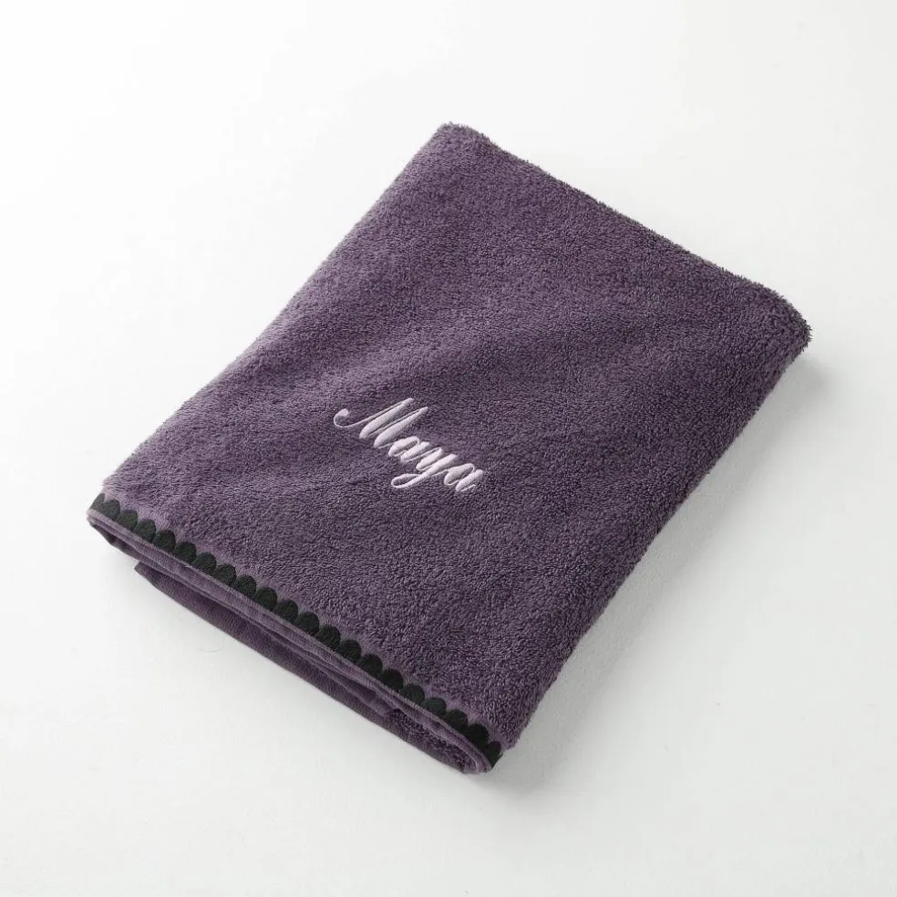 Serviettes de bain finition broderie fantaisie personnalisable - 420g/m2