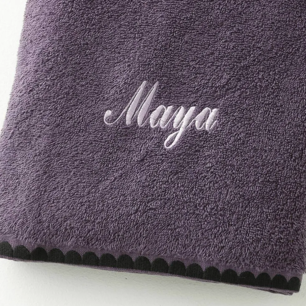 Serviettes de bain finition broderie fantaisie personnalisable - 420g/m2