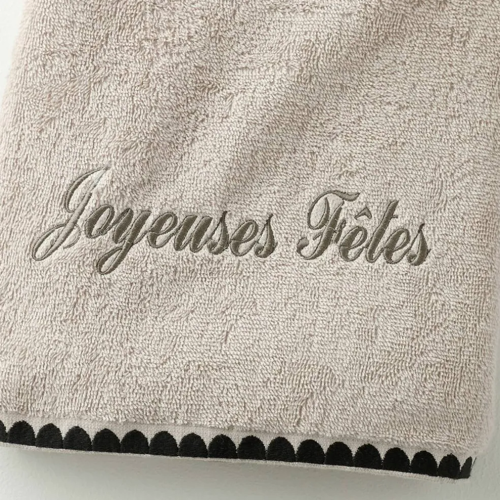 Serviettes de bain finition broderie fantaisie personnalisable - 420g/m2