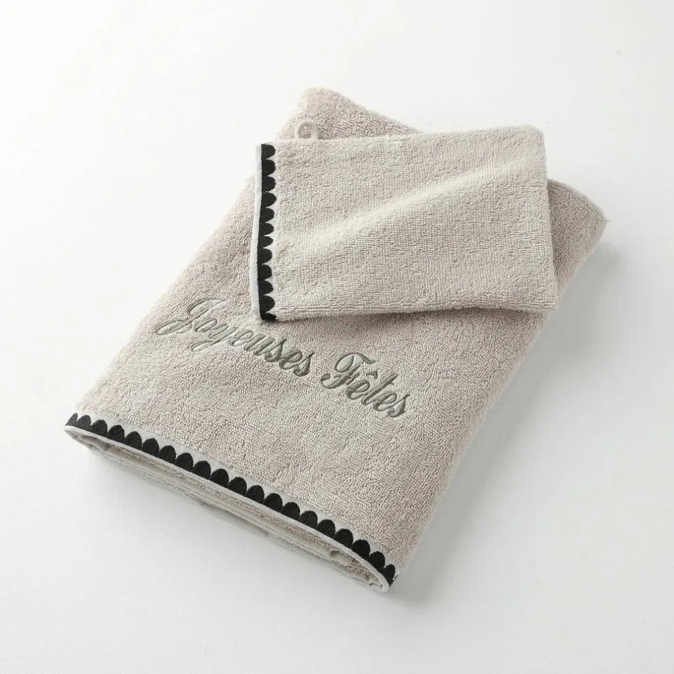 Serviettes de bain finition broderie fantaisie personnalisable - 420g/m2