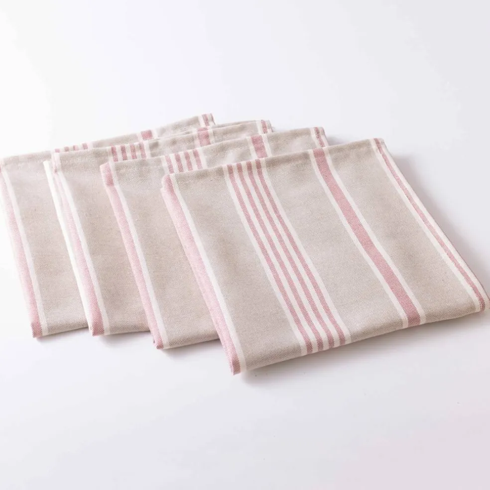 Serviettes de table rayées - lot de 4