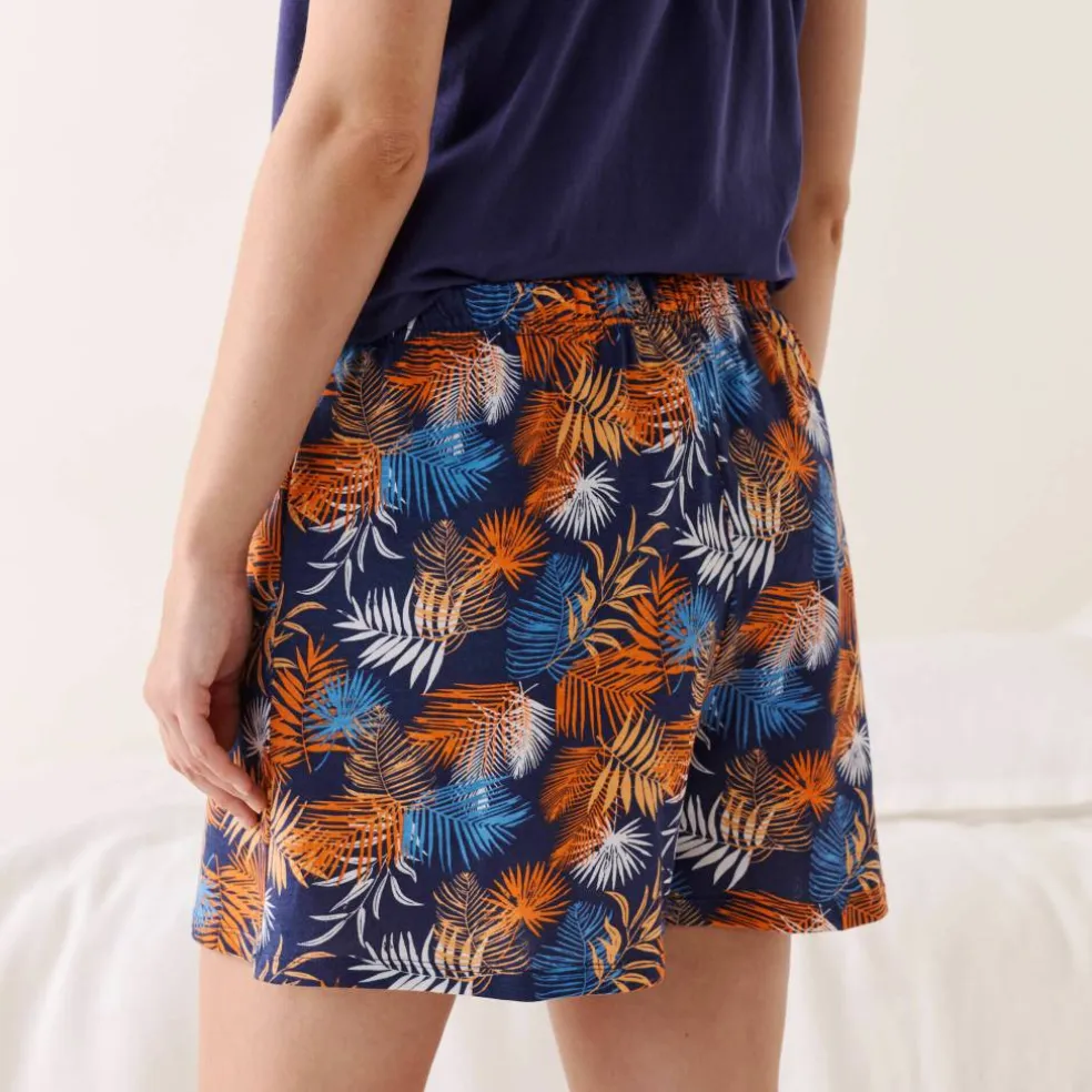 Short de pyjama en coton - imprimé tropical