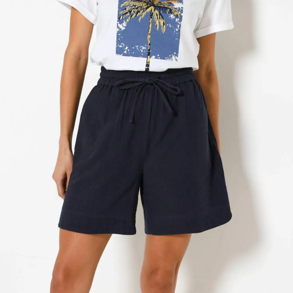 Short large taille haute, gaze de coton
