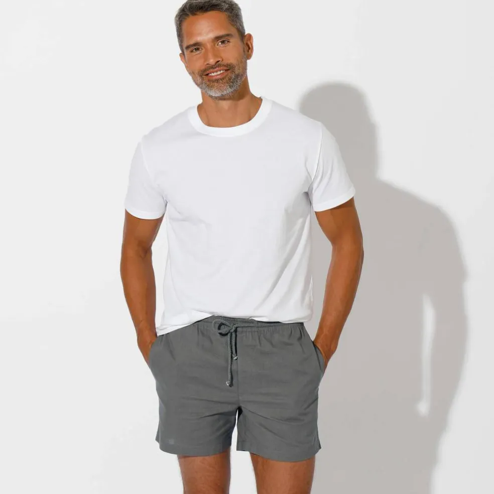 Short toile ceinture élastiquée