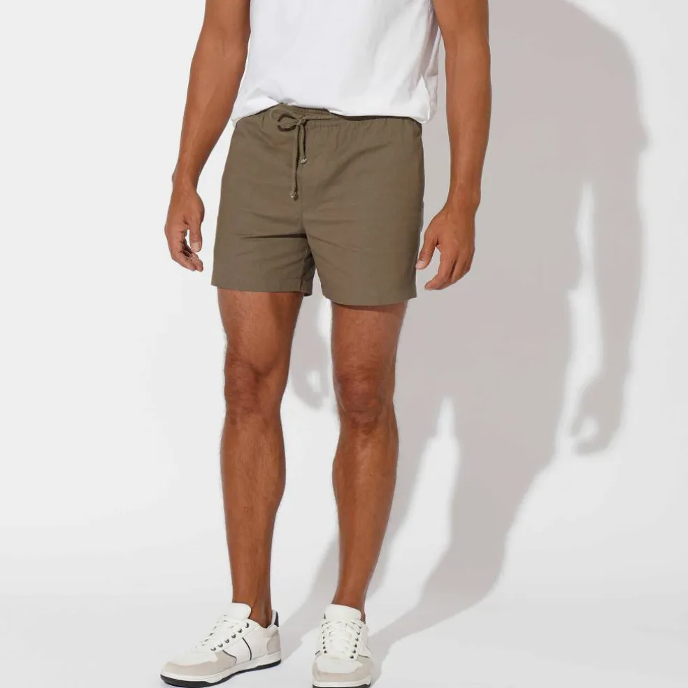 Short toile ceinture élastiquée