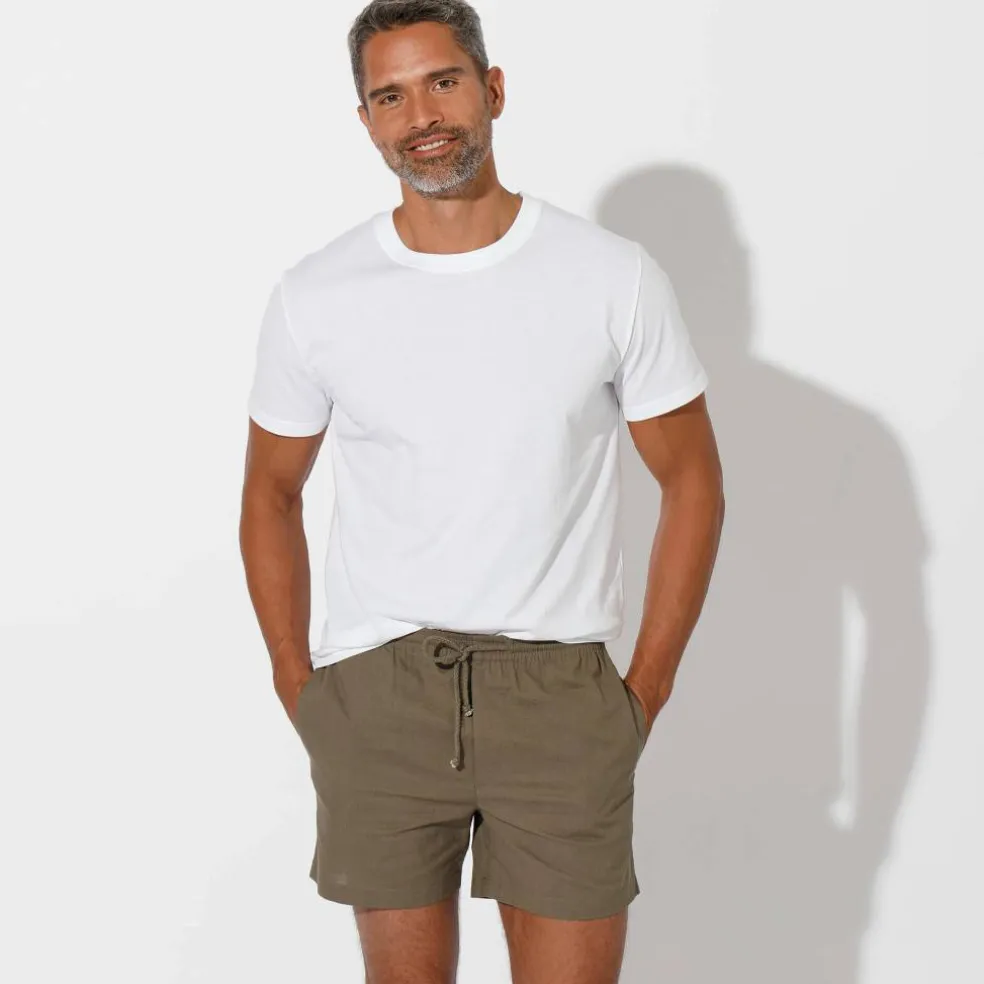 Short toile ceinture élastiquée