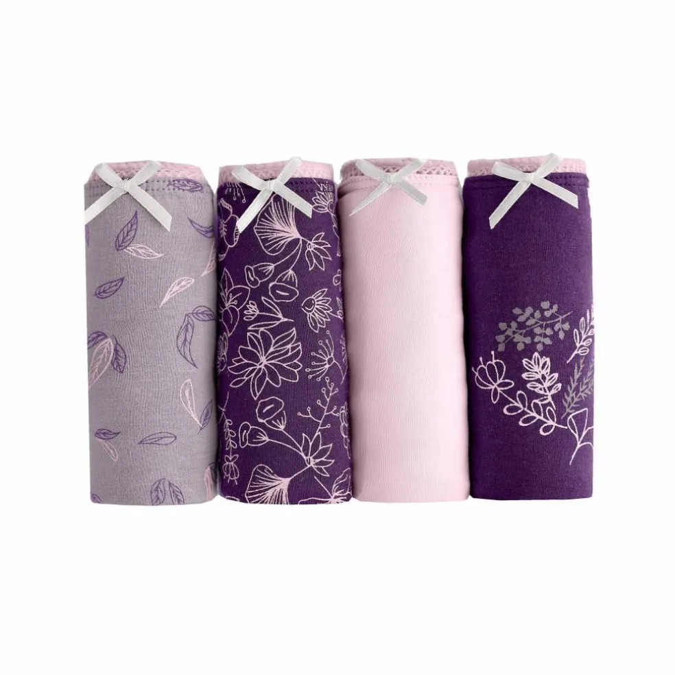 Slip coton imprimé motif floral assorti – Lot de 4