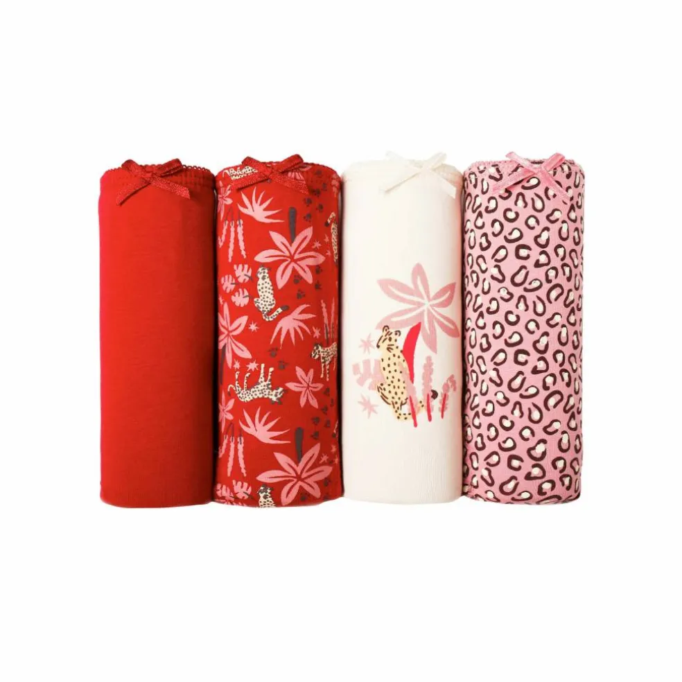 Slip coton imprimé motifs "panthère" assortis – Lot de 4