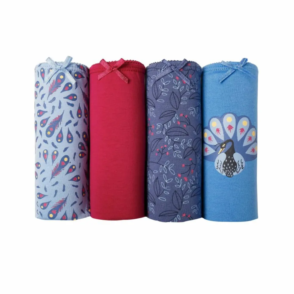 Slip coton imprimé motifs "paon" assortis – Lot de 4