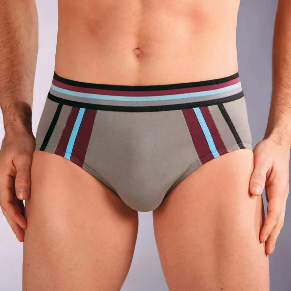 Slip fermé taille haute bandes contrastées - lot de 6