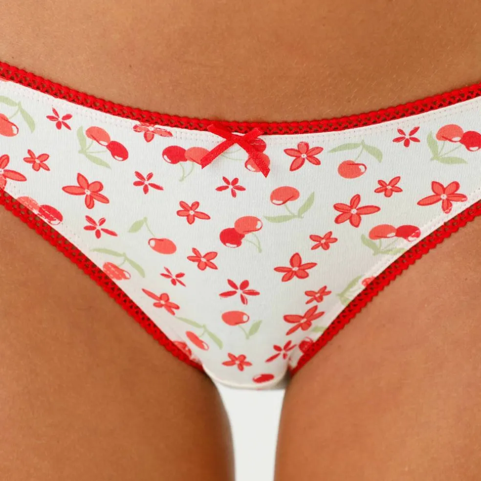 Slip forme mini coton stretch imprimé "cerises" - Lot de 4