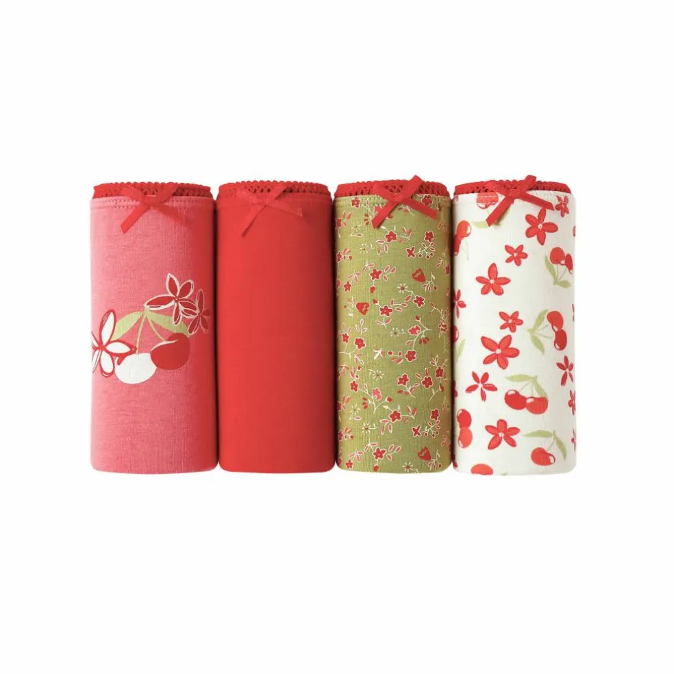 Slip forme mini coton stretch imprimé "cerises" - Lot de 4