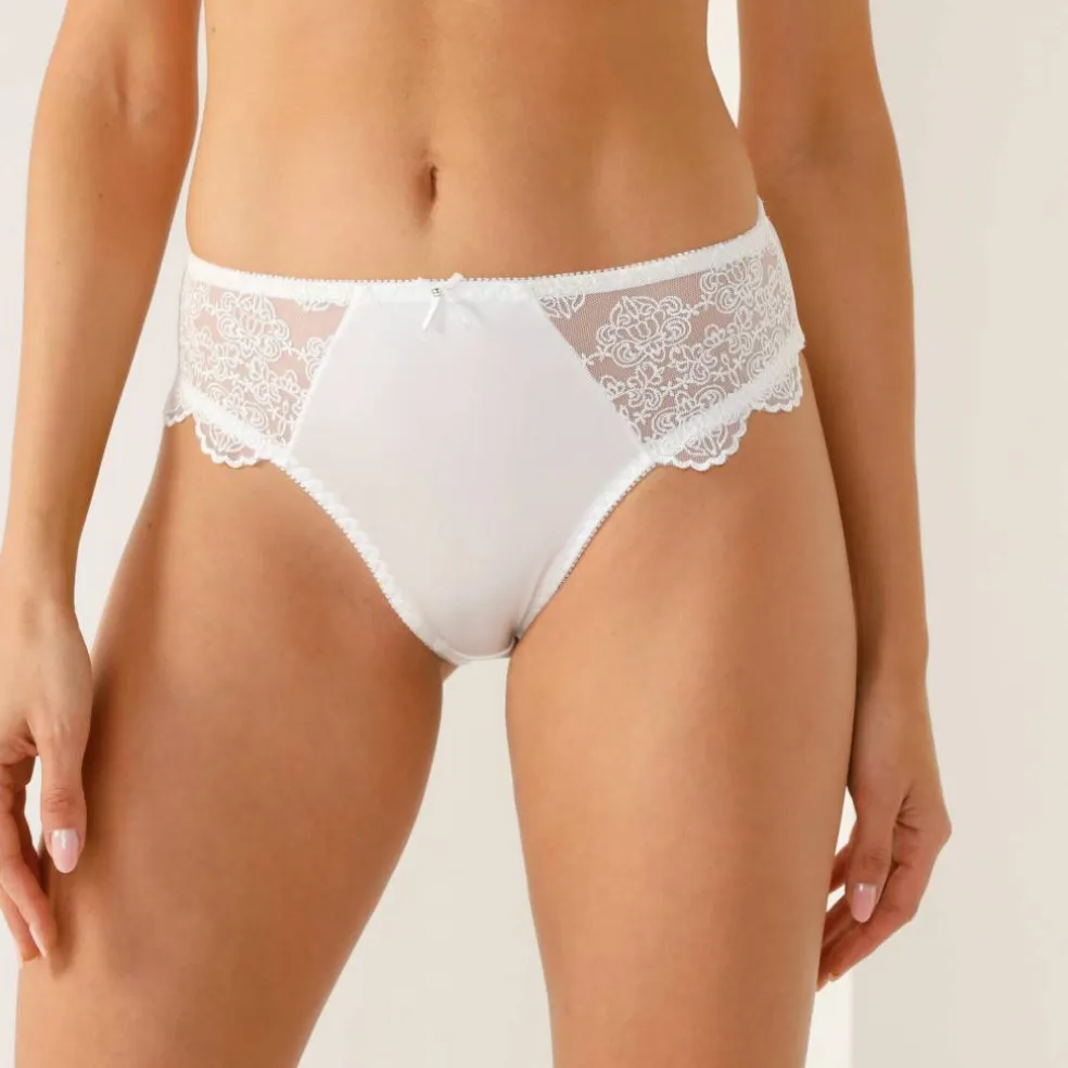 Slip maille satinée et tulle brodé Caprera