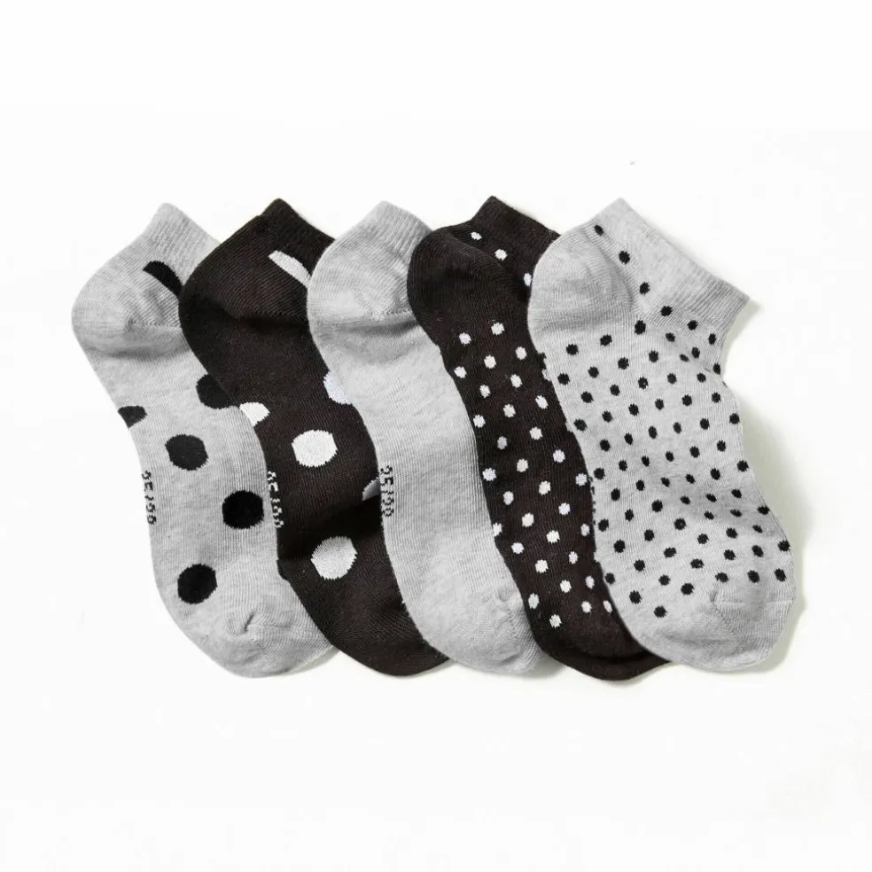 Socquettes basses pois fantaisie - lot de 5