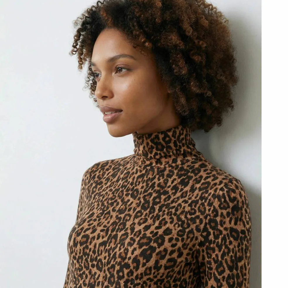 Sous-pull col roulé imprimé peau de bête, stretch