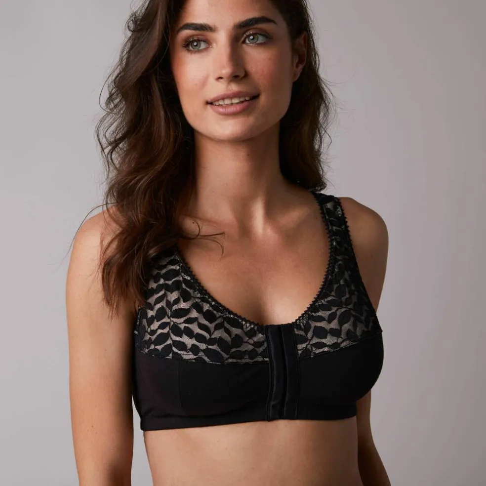 Soutien-gorge dentelle et coton ouverture devant - sans armatures