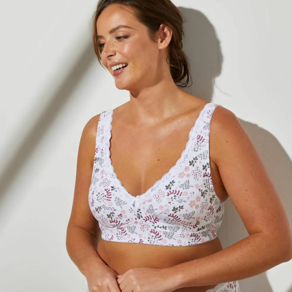 Soutien-gorge grand maintien coton imprimé fleuri "Capella" - sans armatures