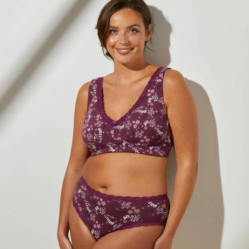 Soutien-gorge grand maintien coton imprimé fleuri "Capella" - sans armatures