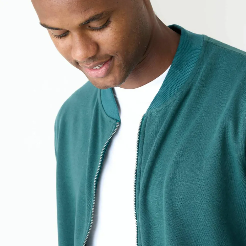 Sweat col bomber entièrement zippé uni