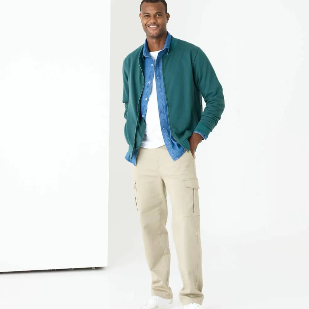Sweat col bomber entièrement zippé uni