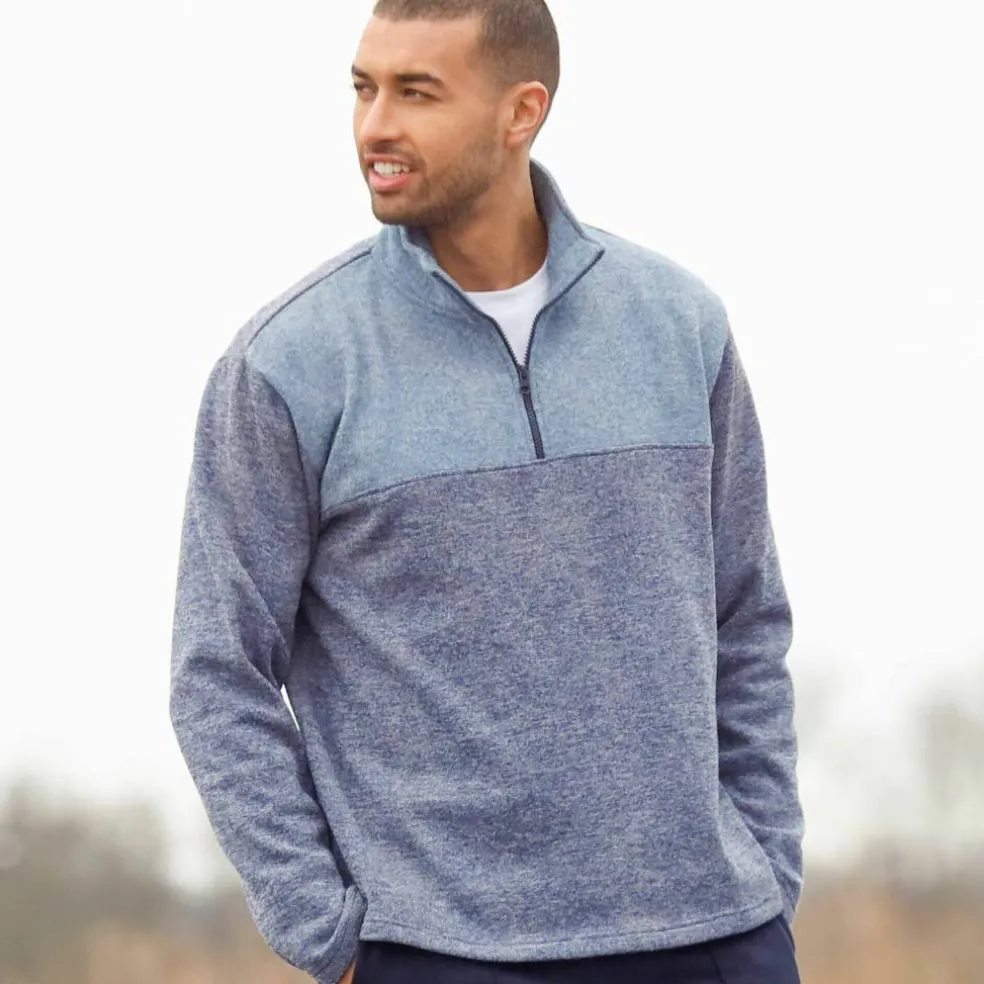 Sweat col camionneur zippé maille doublée molleton