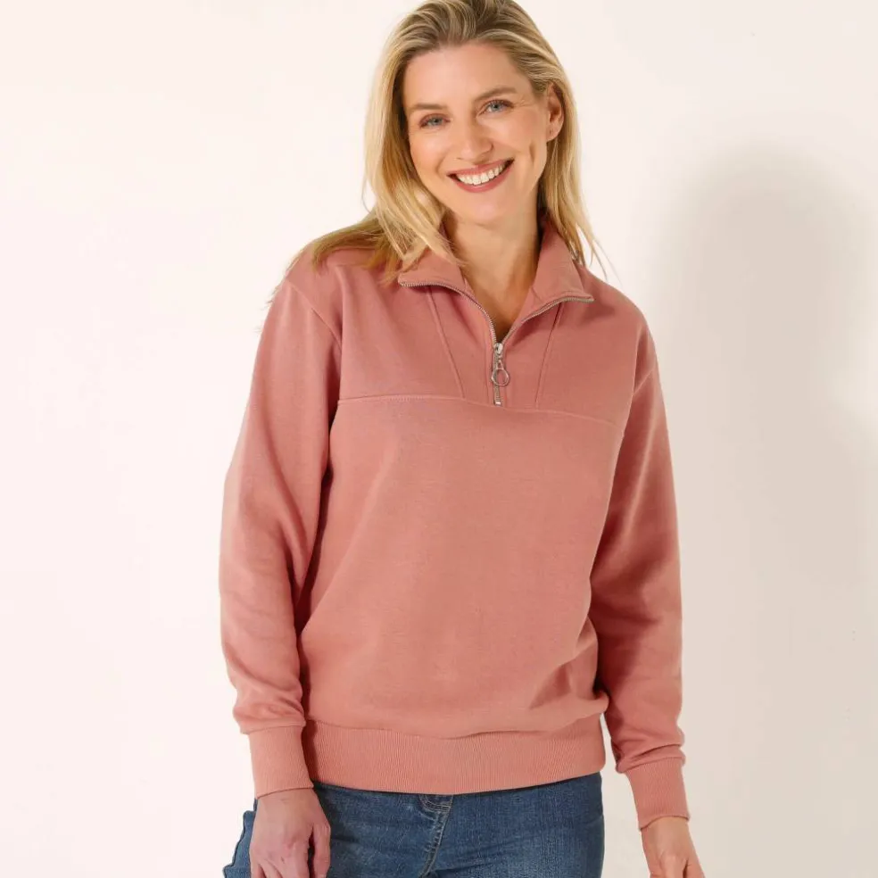 Sweat col montant zippé en molleton gratté