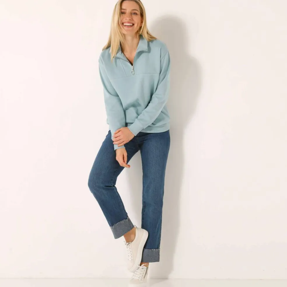 Sweat col montant zippé en molleton gratté