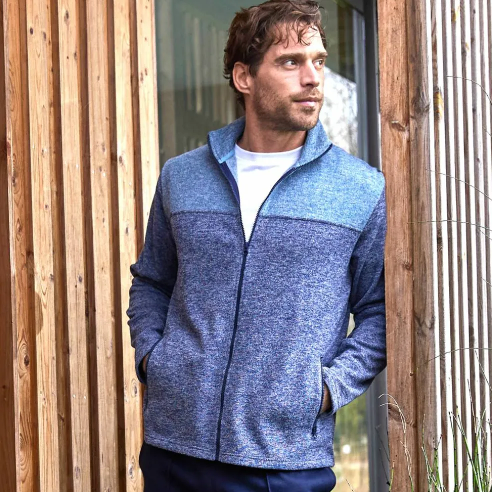 Sweat zippé col montant maille doublée molleton