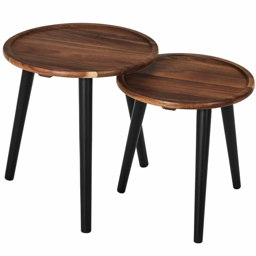 Table basse gigogne en bois - lot de 2