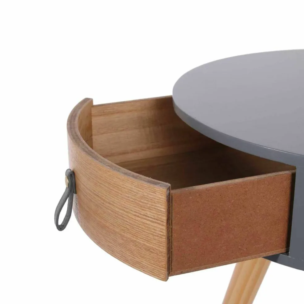 Table de chevet ronde bicolore TIHAME - 1 tiroir