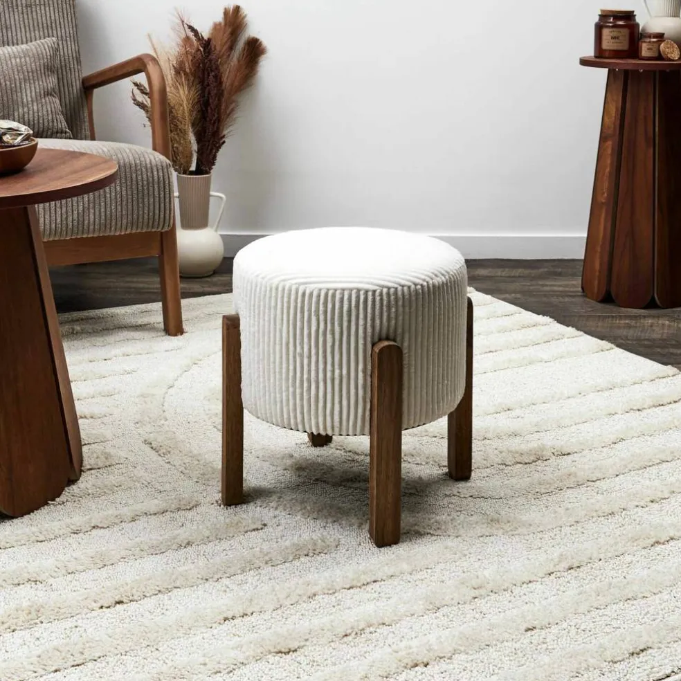 Tabouret cylindrique, pieds en bois