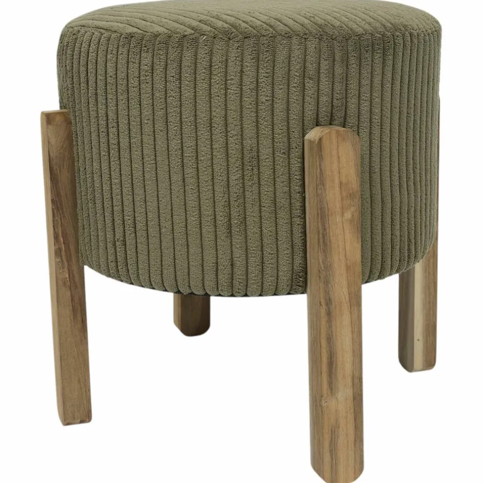 Tabouret cylindrique, pieds en bois