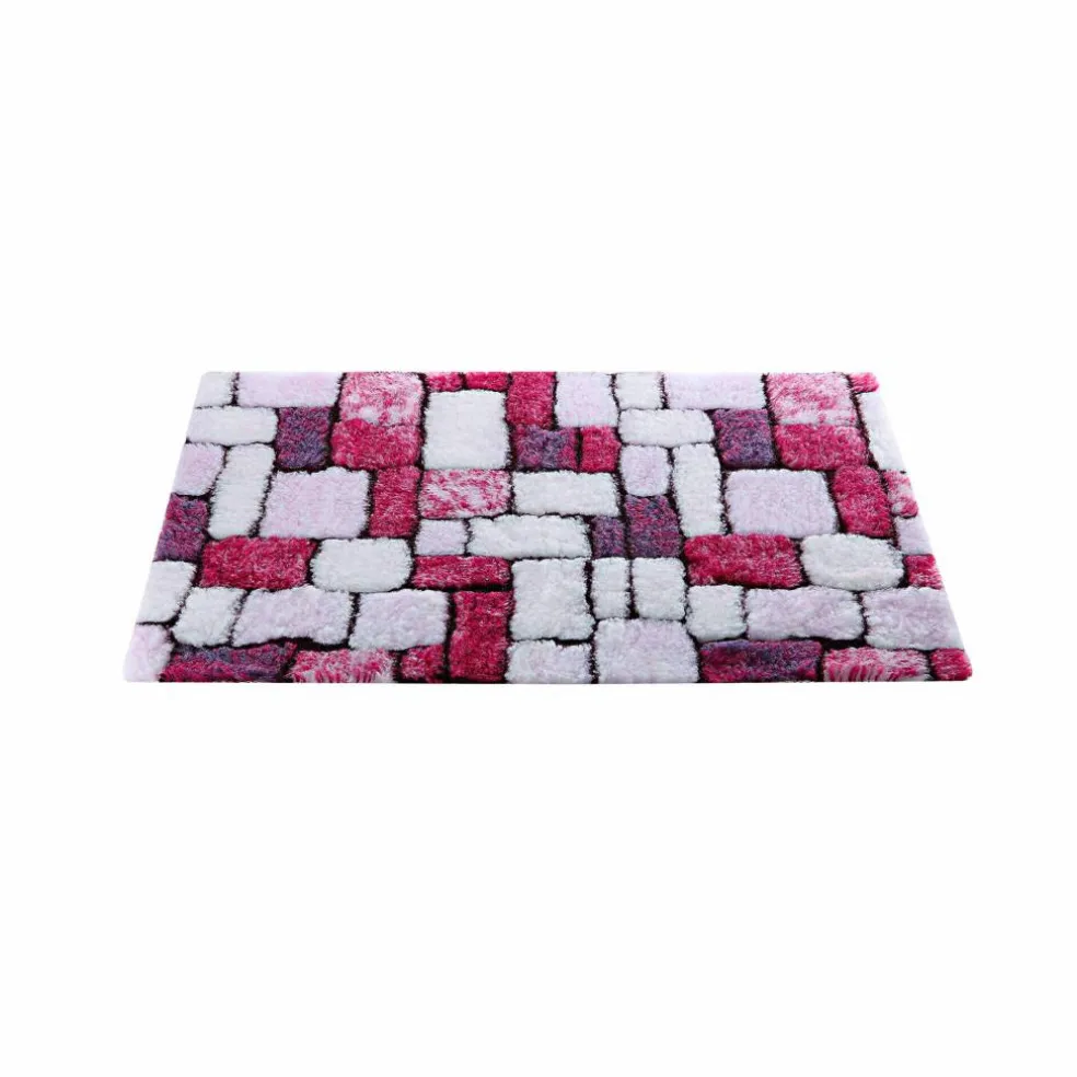 Tapis de bain mosaïque toucher peluche