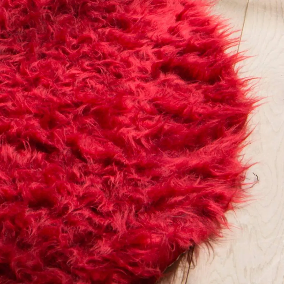 Tapis rond poils longs