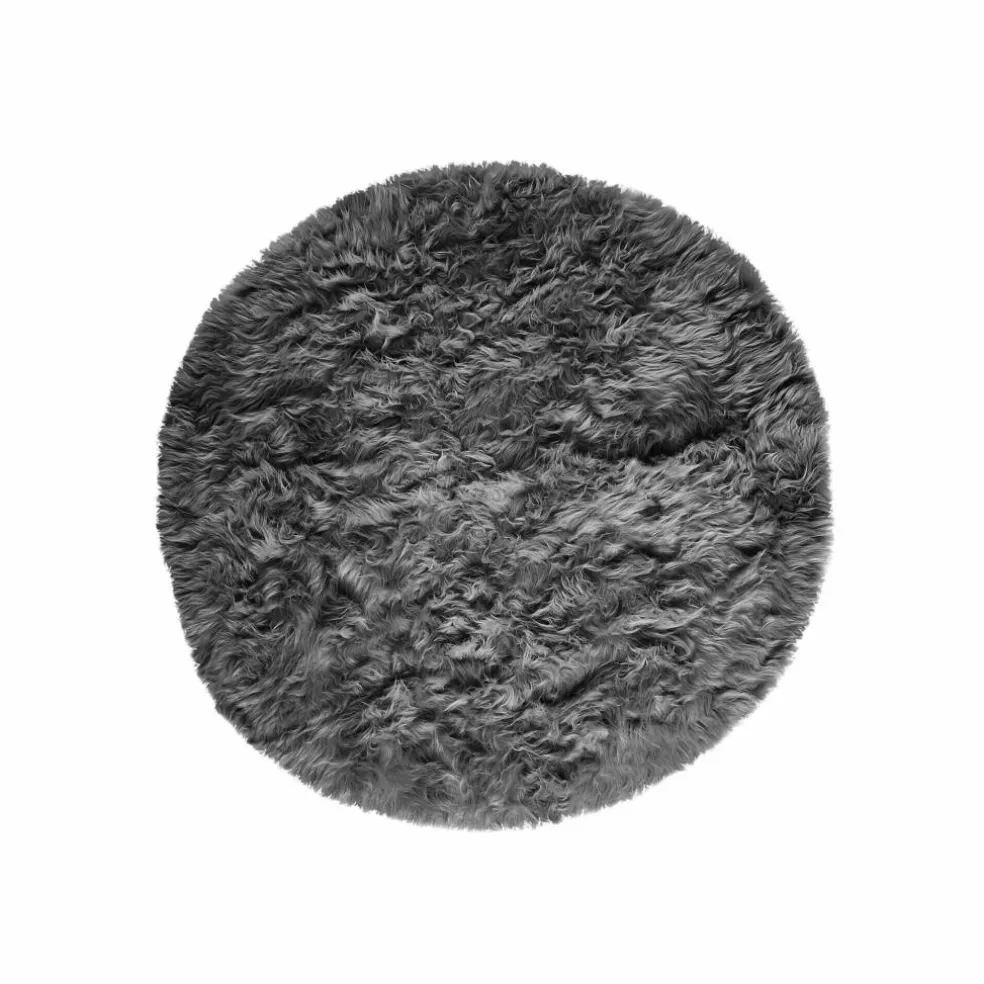 Tapis rond poils longs