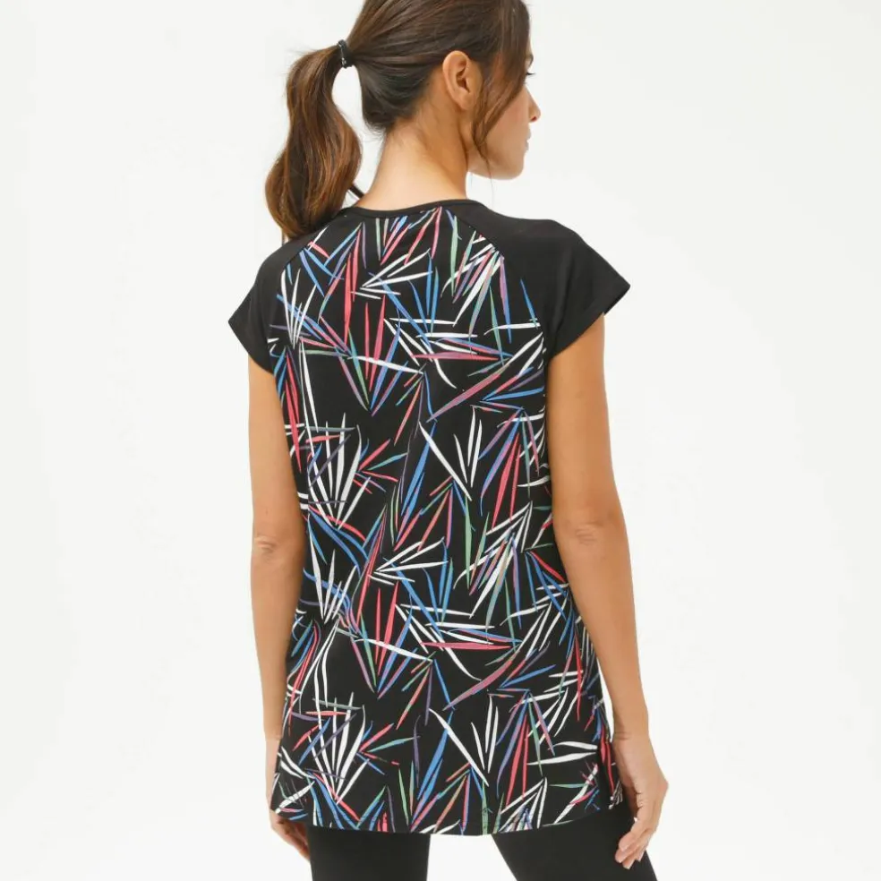 Tee-shirt imprimé encolure froncée, manches courtes