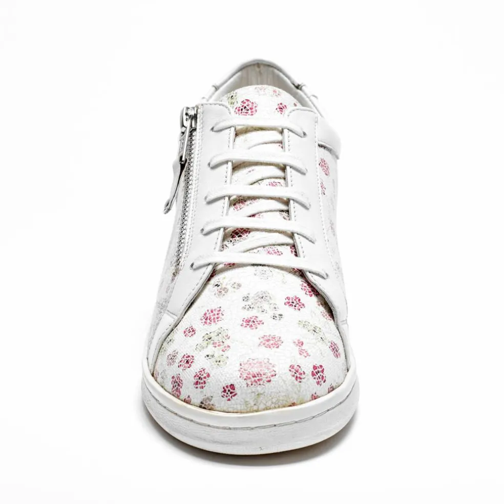 Tennis zippées en cuir perforé