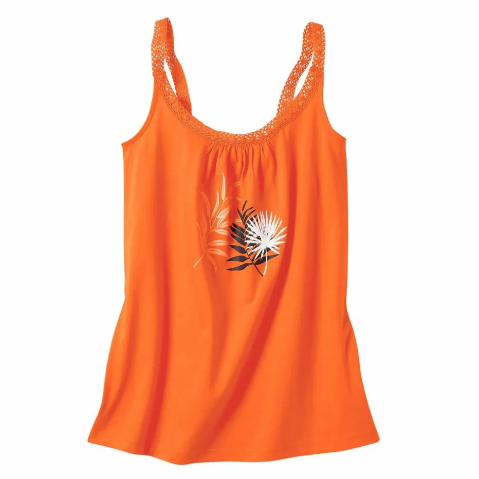 Top de pyjama en coton et macramé - uni tropical