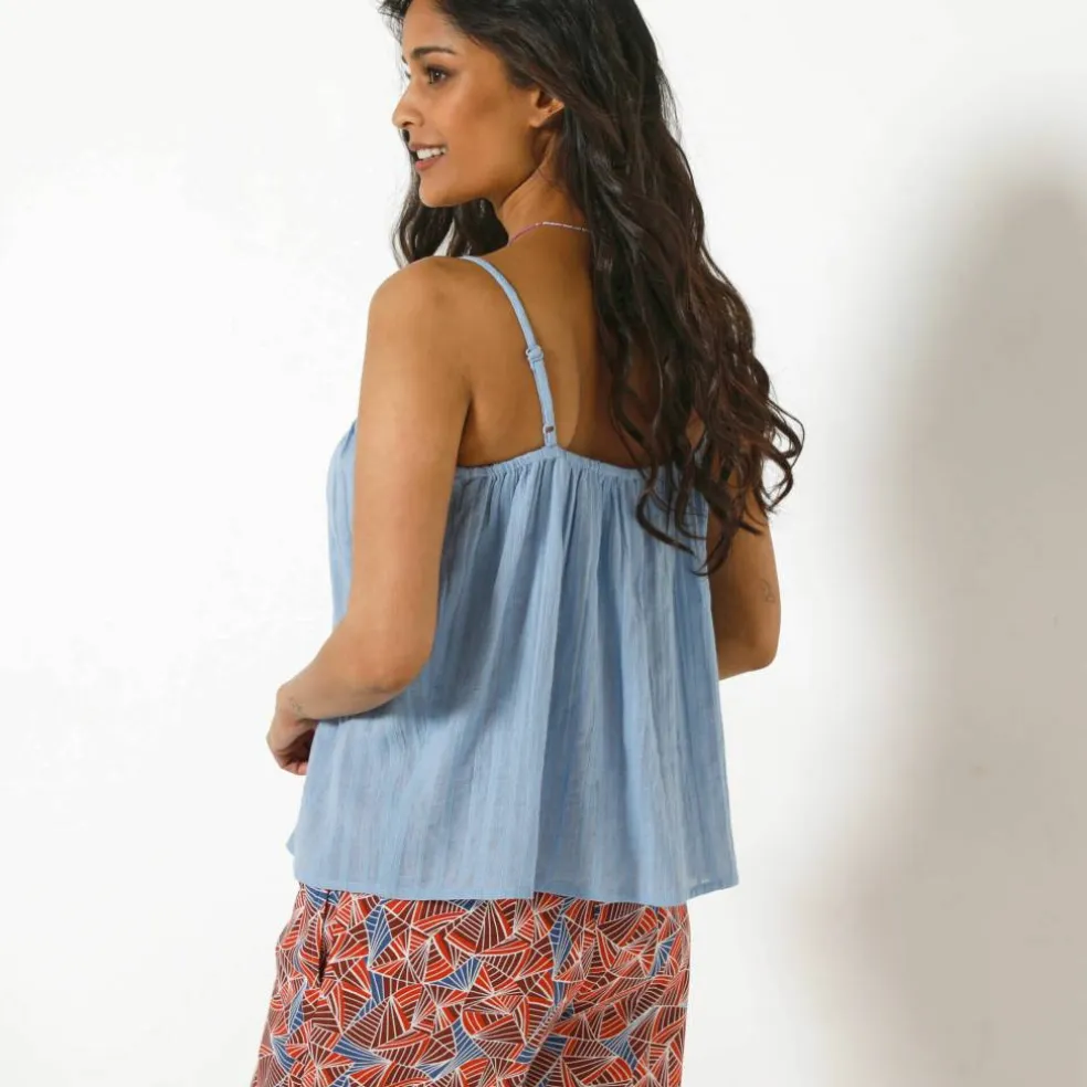 Top macramé col V, bretelles réglables