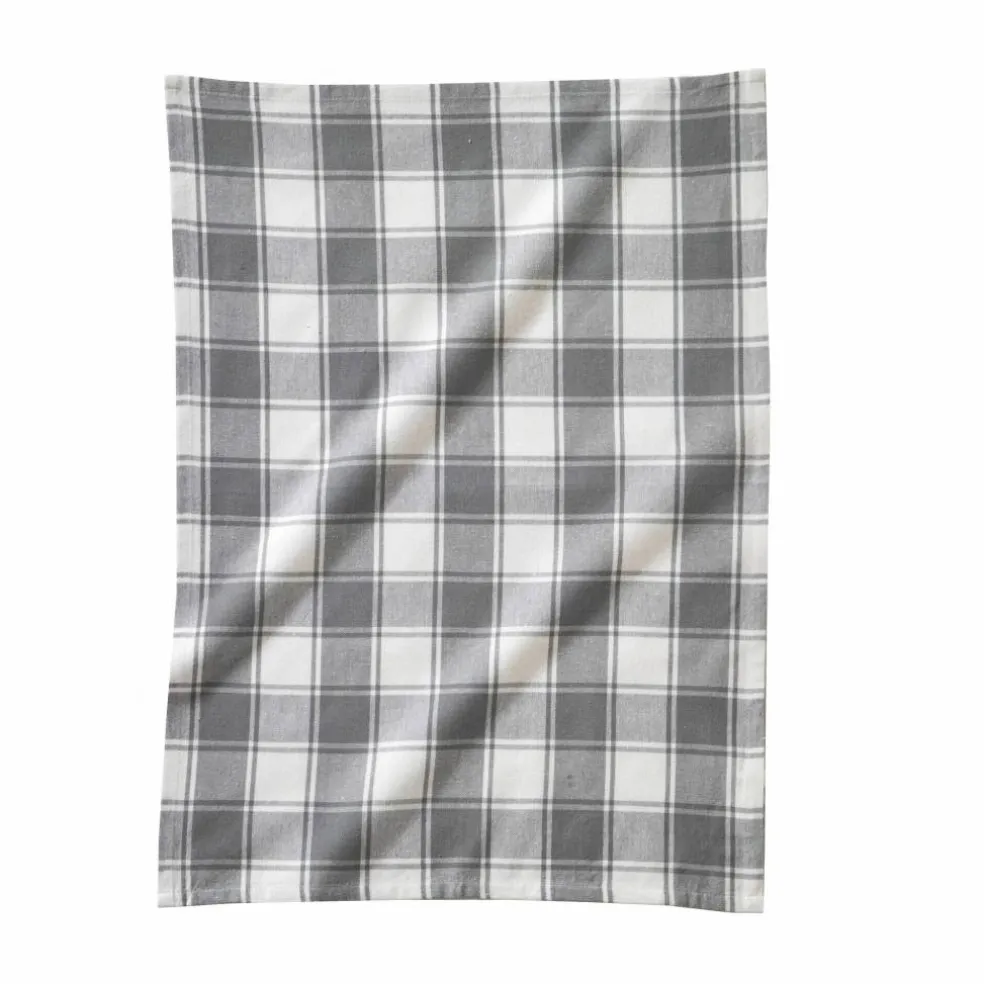 Torchon carreaux coton tissé teint - lot de 3