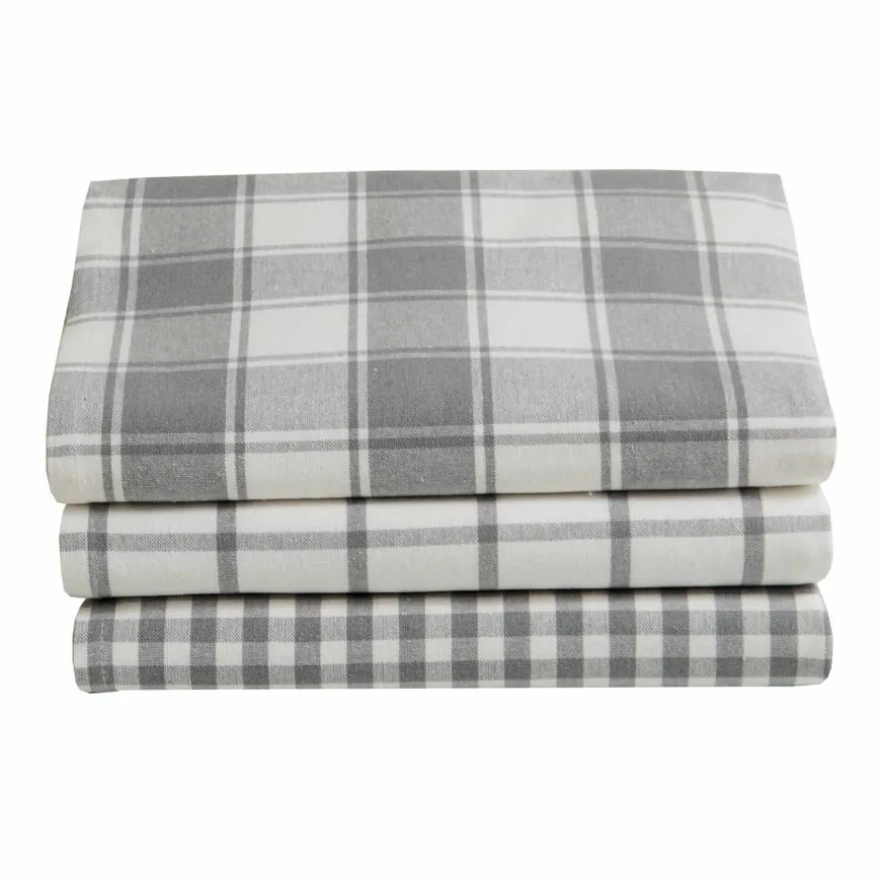 Torchon carreaux coton tissé teint - lot de 3