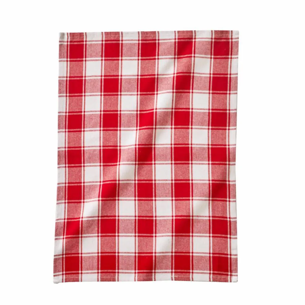 Torchon carreaux coton tissé teint - lot de 3