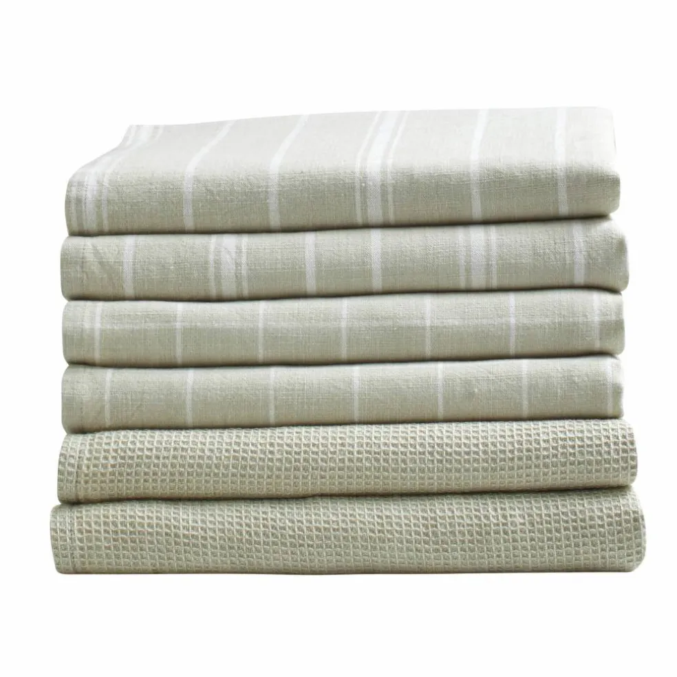 Torchons assortis coton tissé teint - lots
