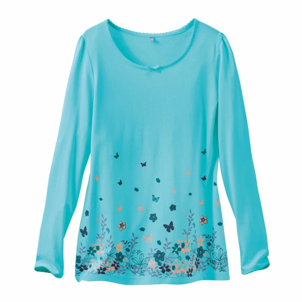 T-shirt base imprimée bucolique - manches longues