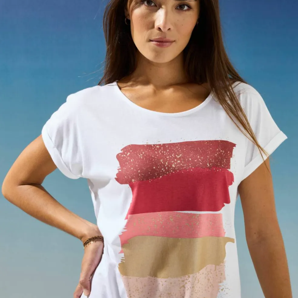 T-shirt boite imprimé "arty", maille jersey